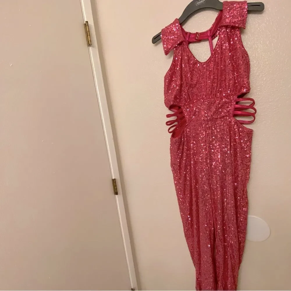 Revolution Tenth House dance costume hot pink sequin jumpsuit CADENT TH24169 LA